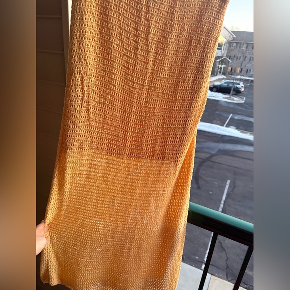 🆕 🌼 Rachel Zoe Yellow Crochet Knit Midi Skirt Lined Size M Casual Vacation Chic - Picture 6 of 13